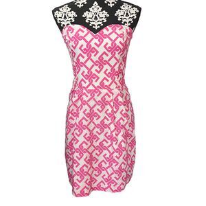 LAROQUE PINK AND‎ WHITE HALTER STRAPLESS DRESS SIZE 2